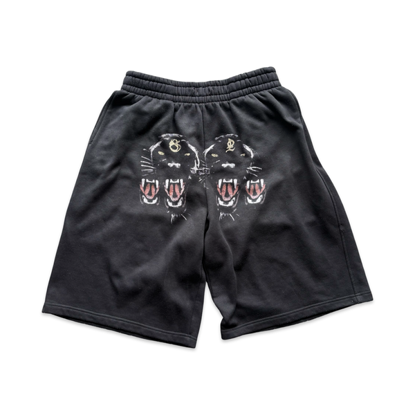 “Black coated panther” baggy shorts
